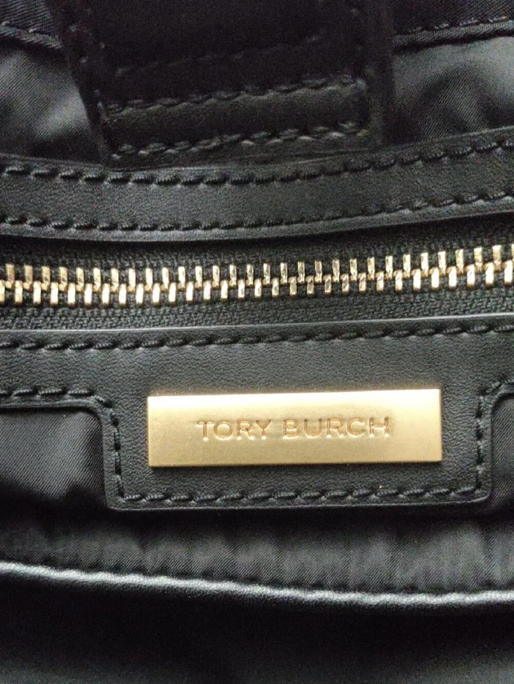 Tory Burch Black Nylon Tote with Embossed Logo